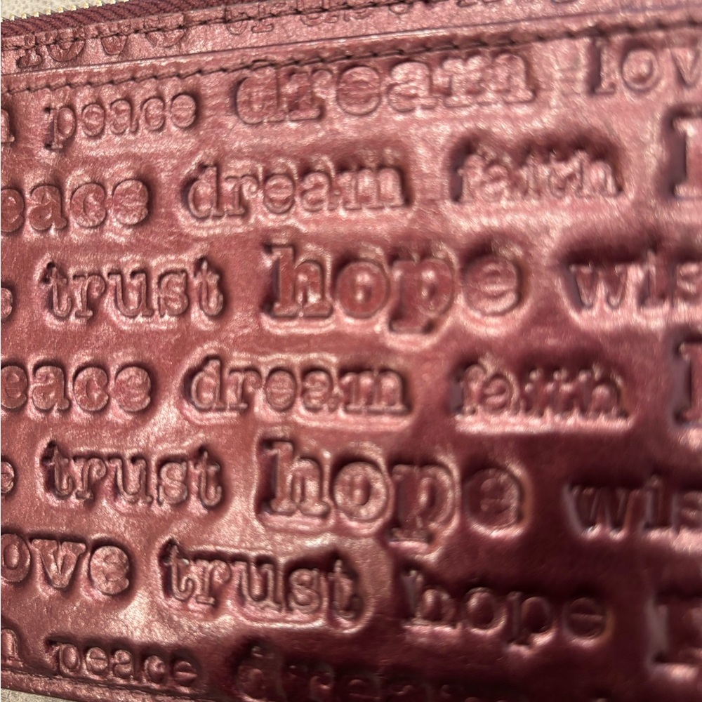 Brighton Embossed Burgundy Wallet with Tassel - Picture 2 of 6